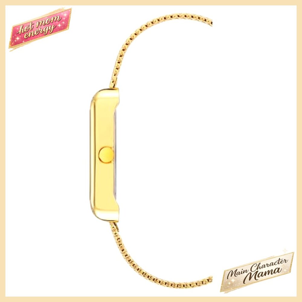 Rectangular Mesh Bracelet Watch With Mineral Crys… - image 2